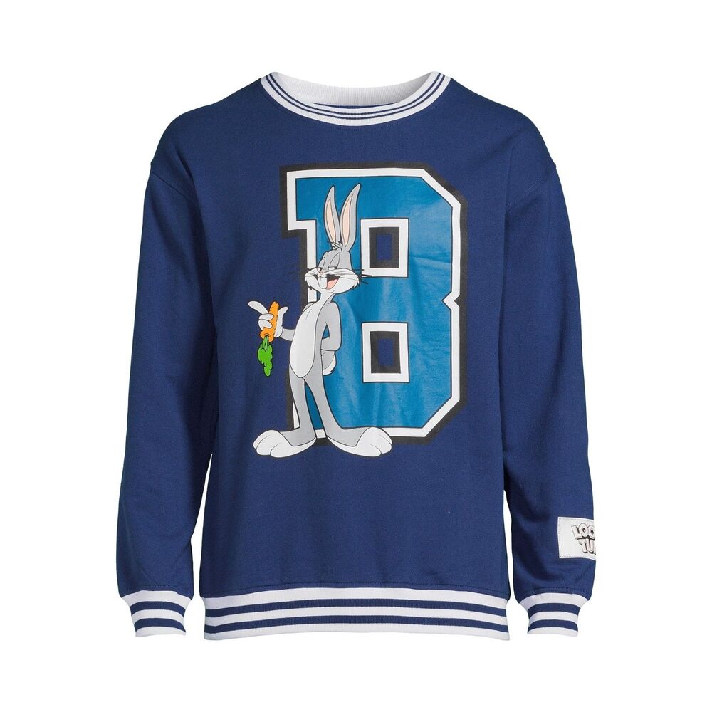 NWT Looney Tunes Men's Bugs Bunny Varsity Crew Sweatshirt, Size XL